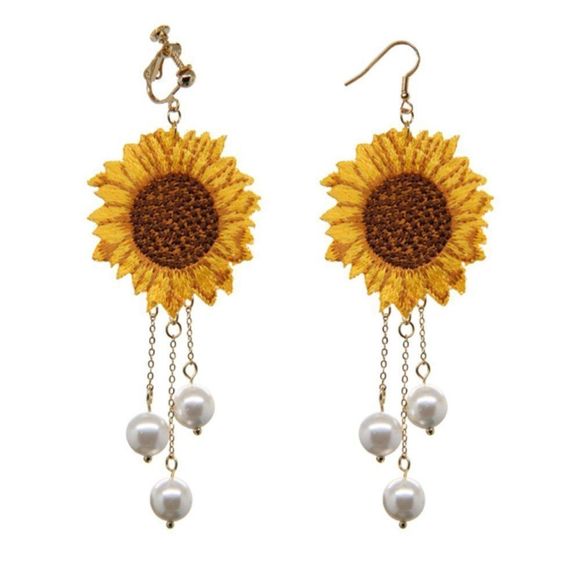 Jewelry - Sunflower Embroidered Earrings